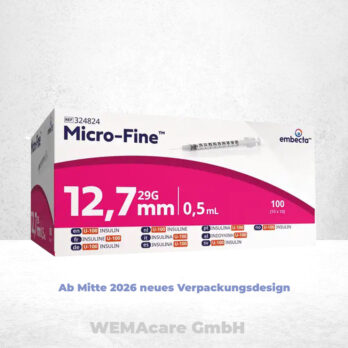 WEMA care GmbH - Medizinprodukte-Lieferant aus Bergisch Gladbach 17 Micro-Fine Insulinspritzen U100, 0,5ml, mit Kanüle 0,33×12,7mm