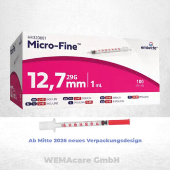 WEMA care GmbH - Medizinprodukte-Lieferant aus Bergisch Gladbach 19 Micro-Fine Insulinspritzen U40, 1,0ml, mit Kanüle 0,33×12,7mm