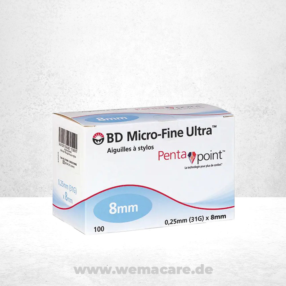 BD Micro-Fine Ultra Pen-Nadeln 29G 12,7mm 1 BD Micro-Fine Ultra Pen-Nadeln 8 mm,